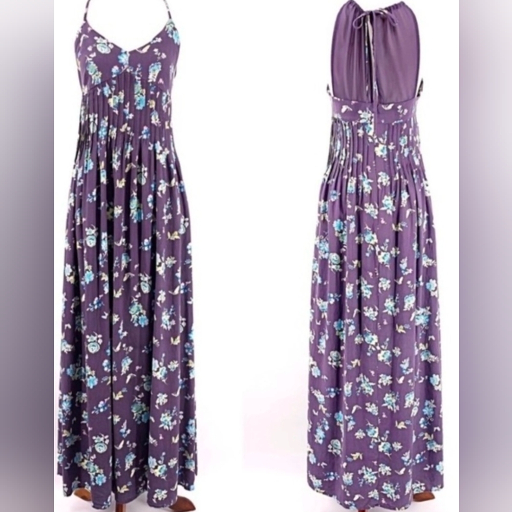 LC Purple Floral Maxi‎ Dress
